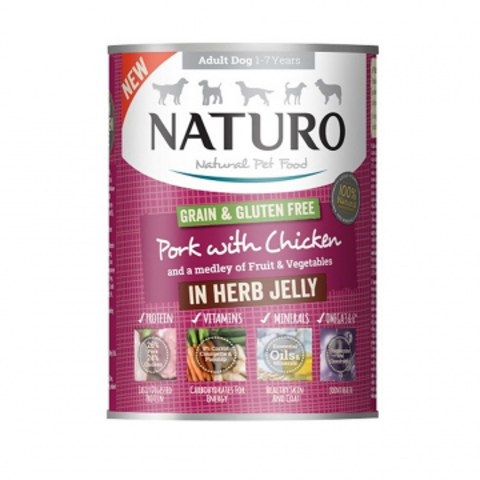 Naturo uGI TROFI SKuLOu Grain Free me Kotopoulo, Xoirino,Laxanika kai Frouta 390gr